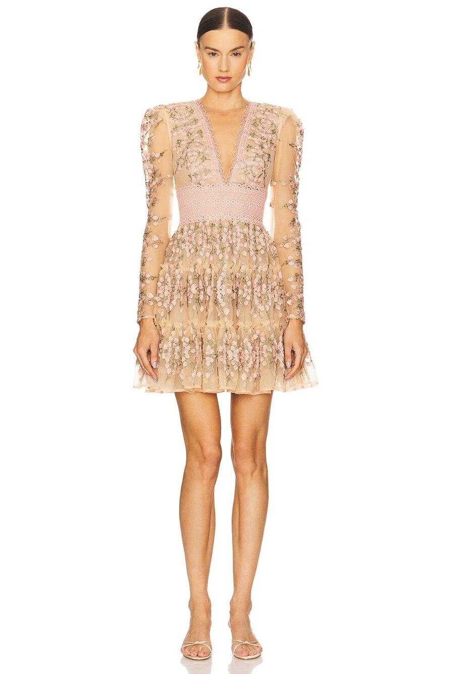 Bronx And Banco Megan Floral V-Neck Mini Dress - S